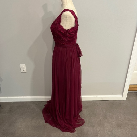 Anthropologie Hithero Red Lace Long‎ Chiffon Dress 4 - Picture 8 of 10